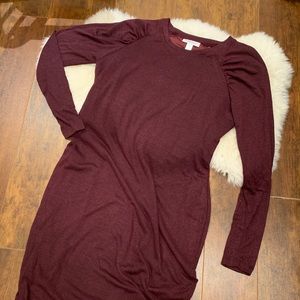 -Motherhood Maternity long sleeve burgundy dress